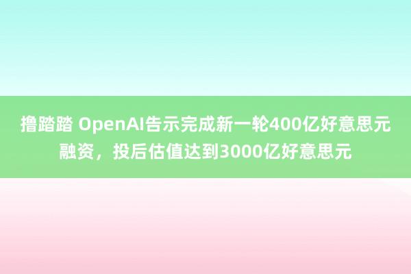 撸踏踏 OpenAI告示完成新一轮400亿好意思元融资，投后估值达到3000亿好意思元