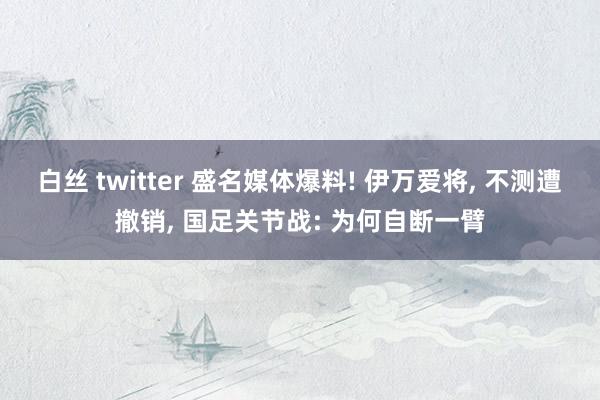 白丝 twitter 盛名媒体爆料! 伊万爱将, 不测遭撤销, 国足关节战: 为何自断一臂
