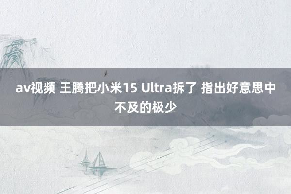 av视频 王腾把小米15 Ultra拆了 指出好意思中不及的极少