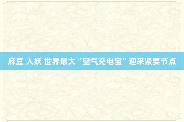 麻豆 人妖 世界最大“空气充电宝”迎来紧要节点